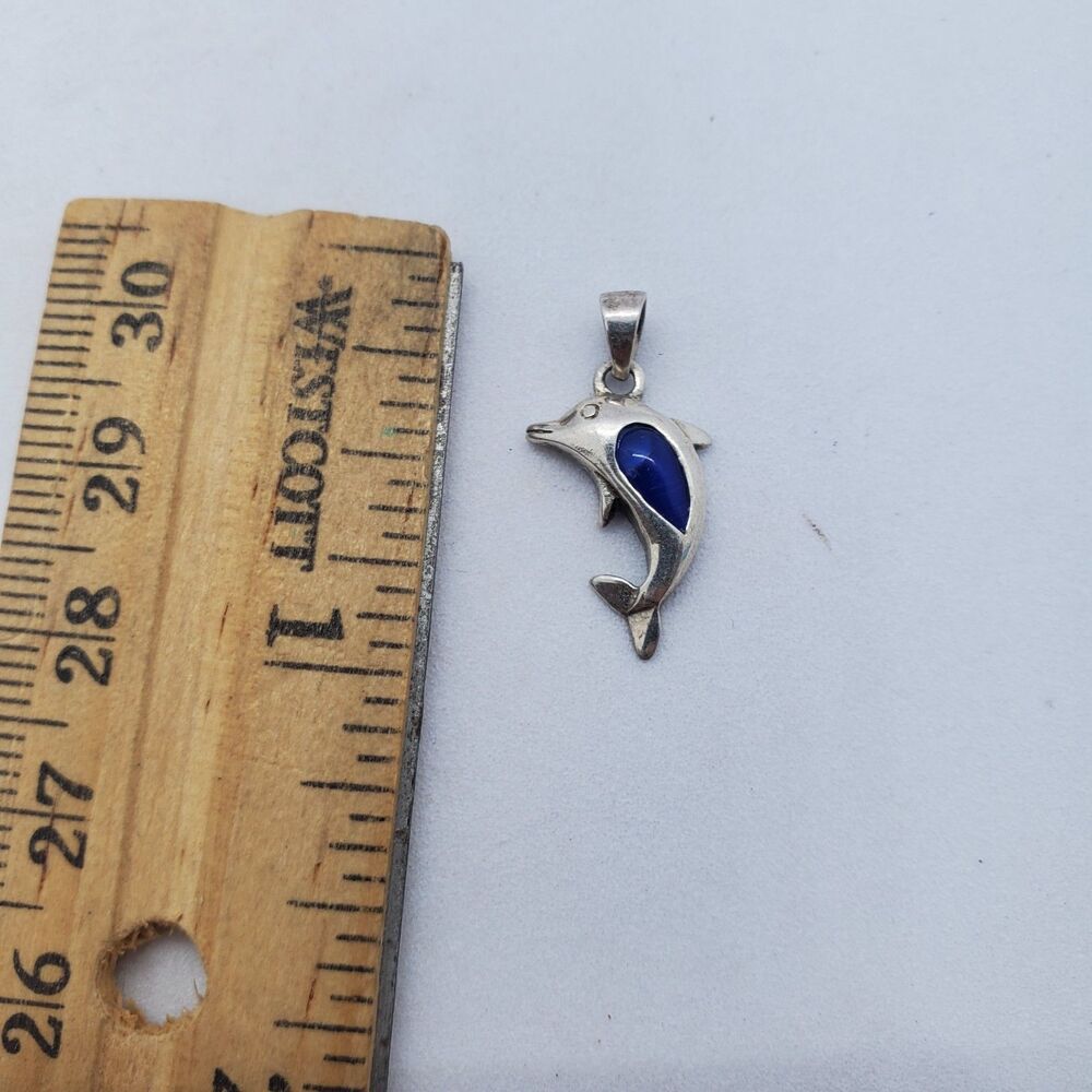 Sterling Silver and Lapis Dolphin Pendant 925